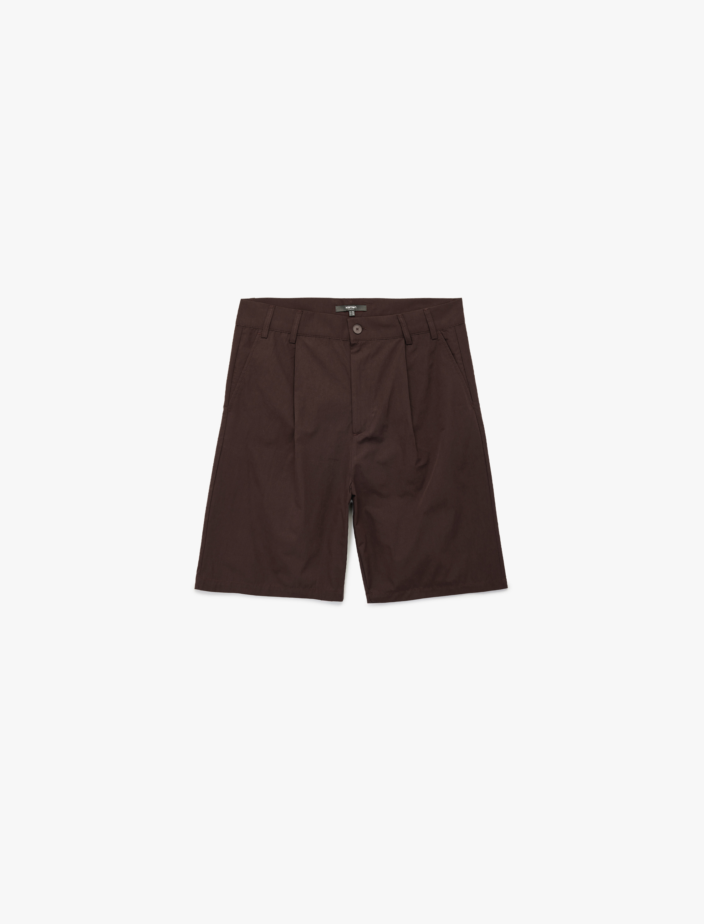   Kumaş Şort Oversize Pileli Chino Düğmeli Cep Detaylı