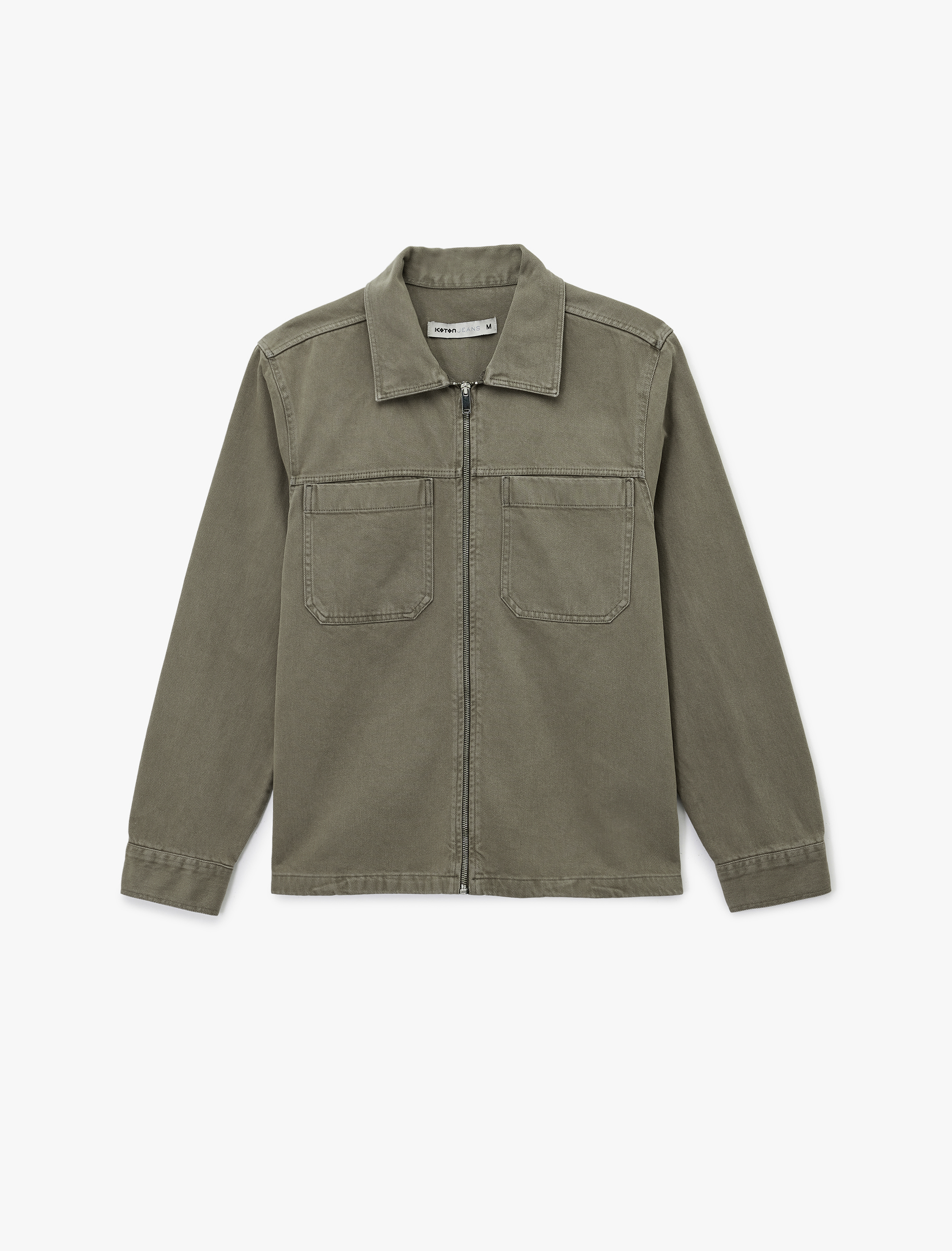   Pamuklu Uzun Kollu Cep Detaylı Klasik Yaka Jean Gömlek Ceket