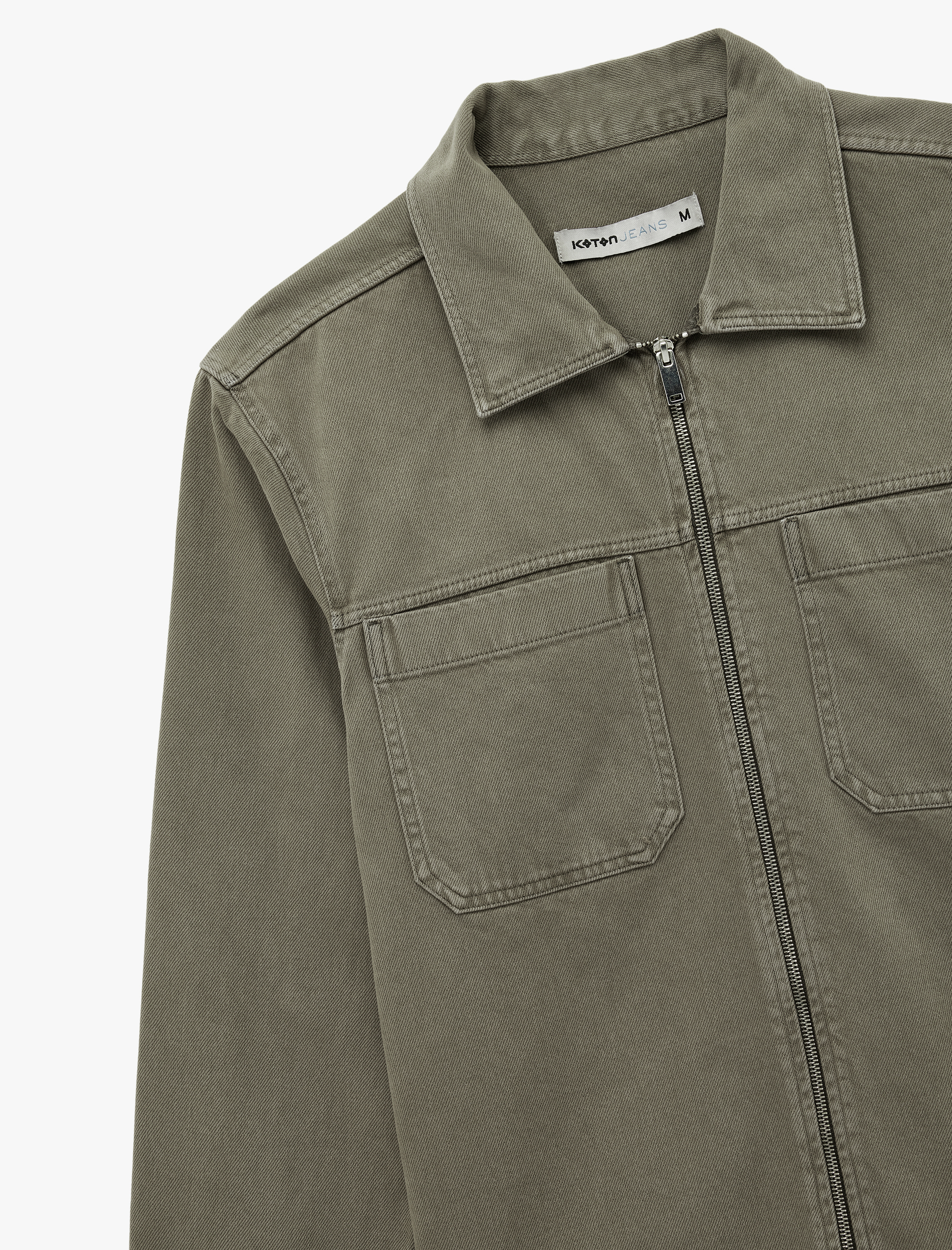   Pamuklu Uzun Kollu Cep Detaylı Klasik Yaka Jean Gömlek Ceket