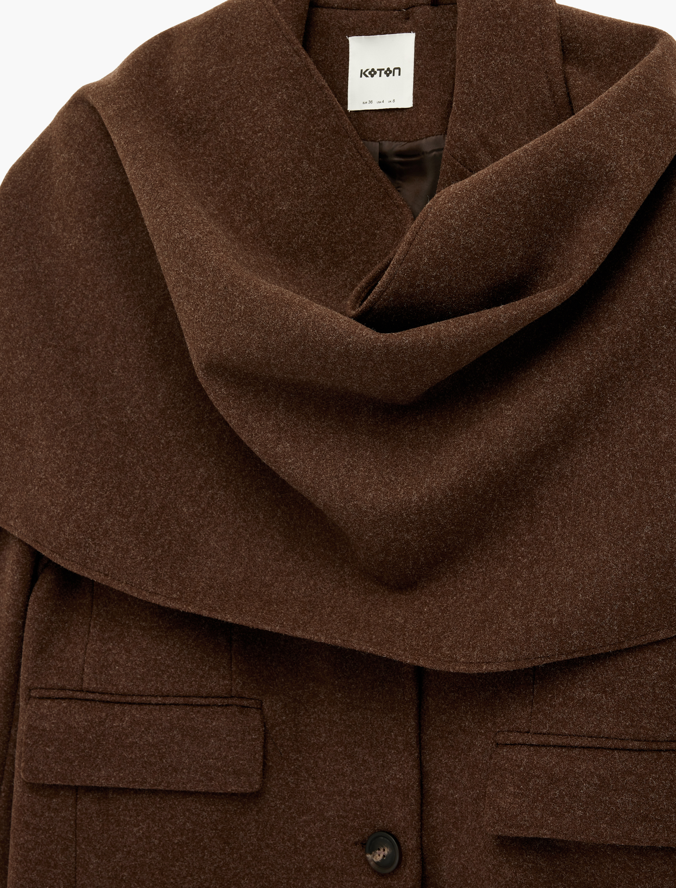   Koton X Şahika Ercümen - Atkılı Kaban Kaşe Uzun Düğmeli Cepli