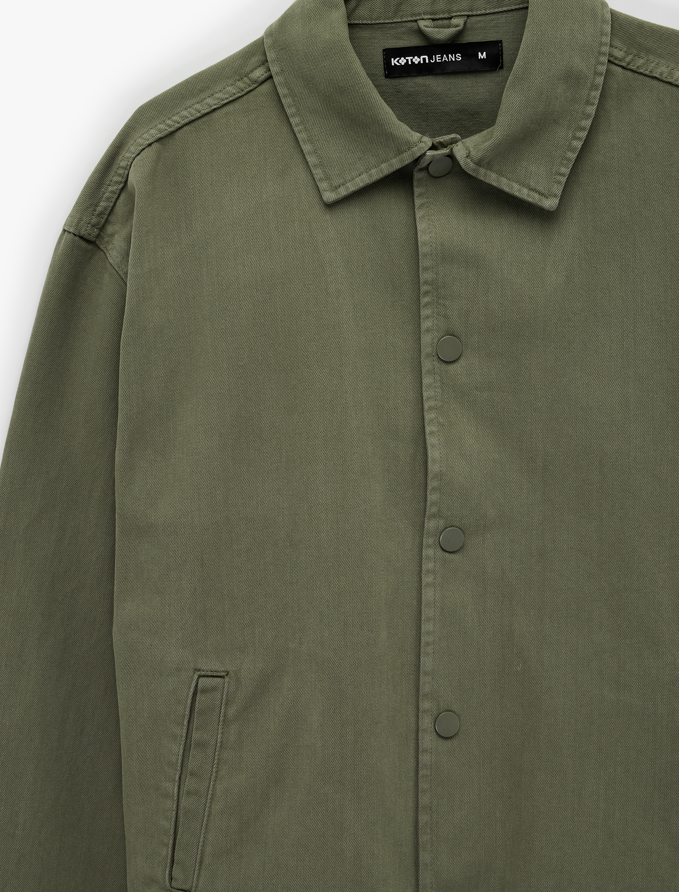   Uzun Kollu Pamuklu Gömlek Yaka Cepli Düğmeli Oversize Jean Ceket