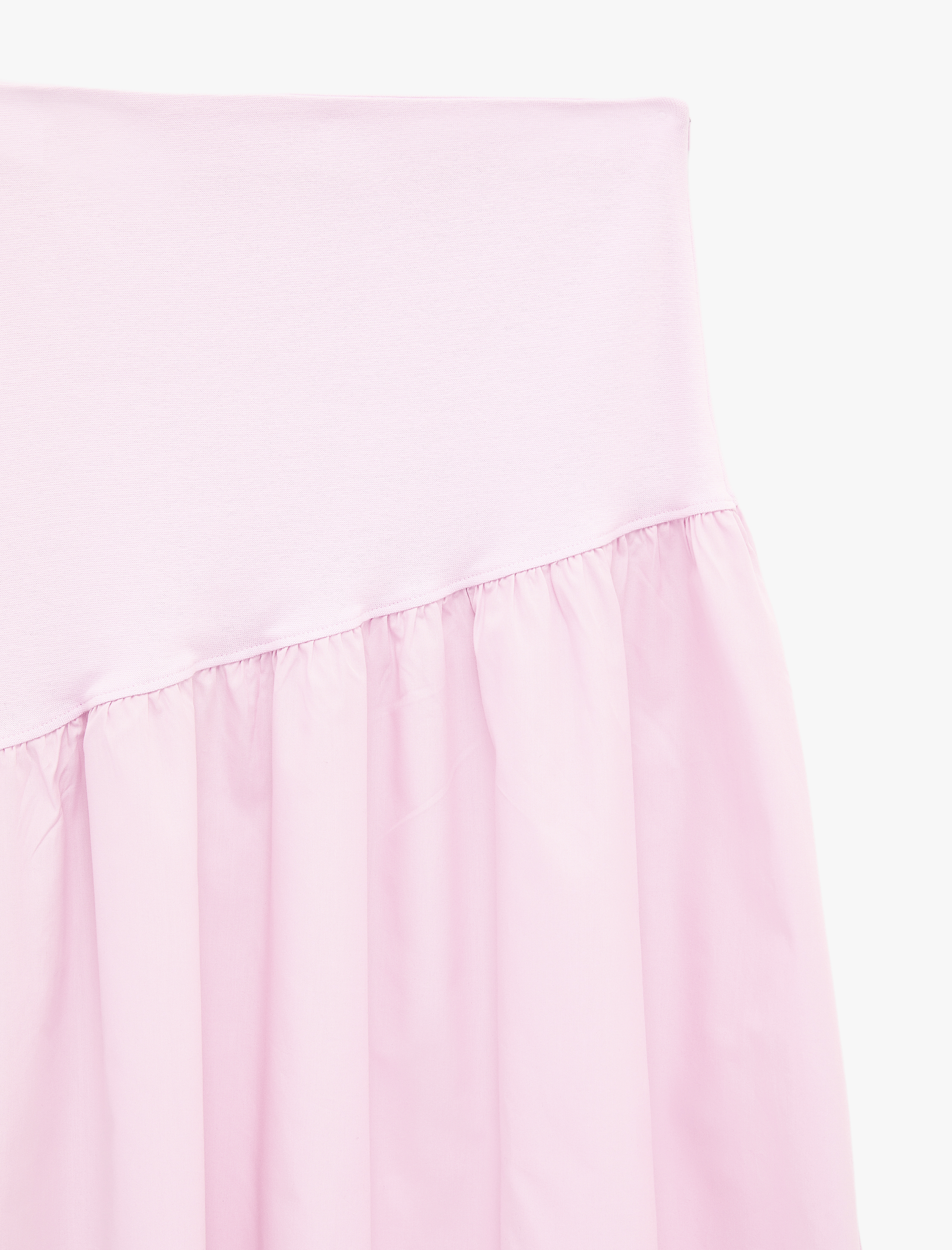   Fermuarlı Volanlı Pamuklu Asimetrik Dikişli Midi Etek