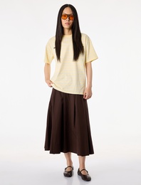 Pamuklu Çizgili Bisiklet Yaka Kısa Kollu Baskılı Tişört