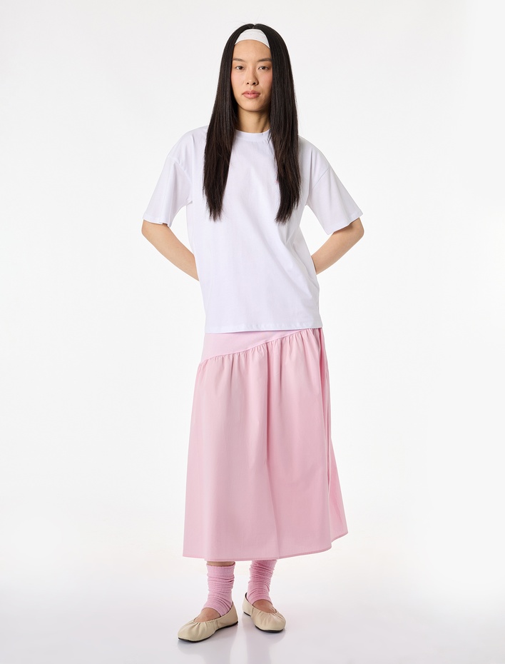  Rahat Kalıp Arkası Baskılı Kısa Kollu Bisiklet Yaka Pamuklu Tişört