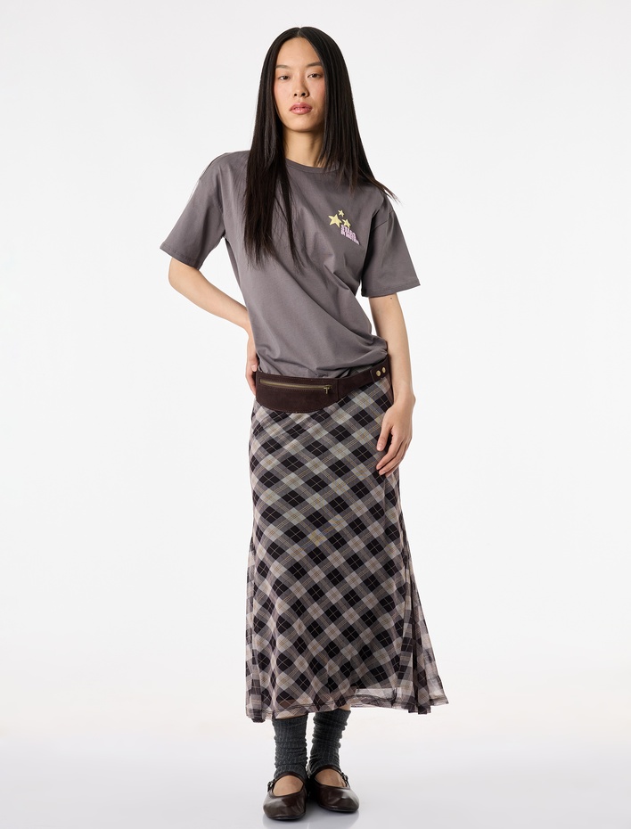  Rahat Kalıp Kısa Kollu Bisiklet Yaka Pamuklu Arkası Baskılı Tişört