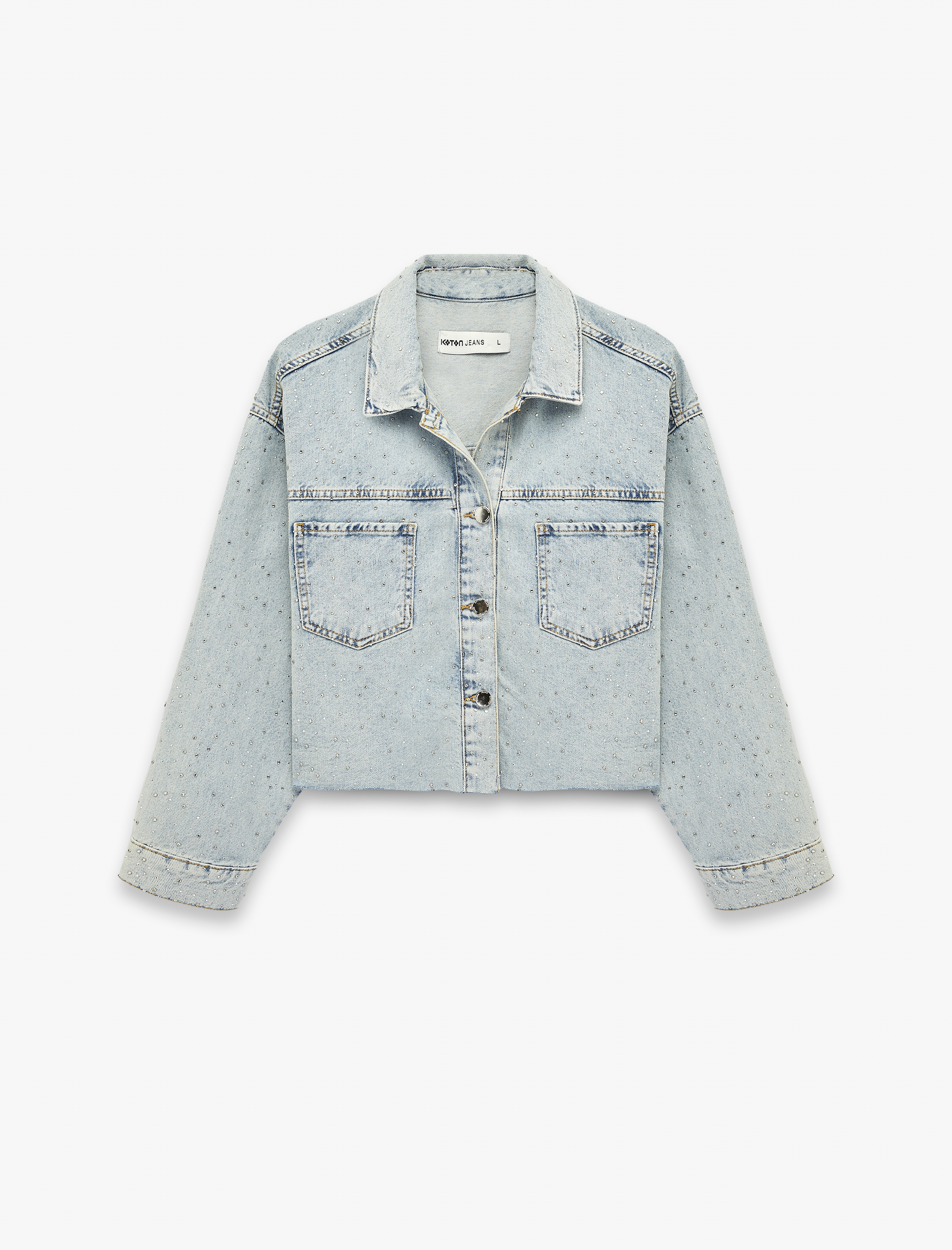 Rahat Kalıp Uzun Kollu Klasik Yaka Cep Detaylı Denim Ceket - Görsel 3