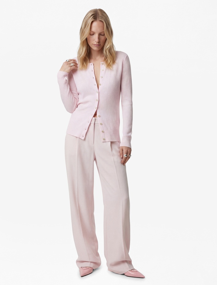  Uzun Kollu Yuvarlak Yaka Düğmeli Viskon Triko Hırka