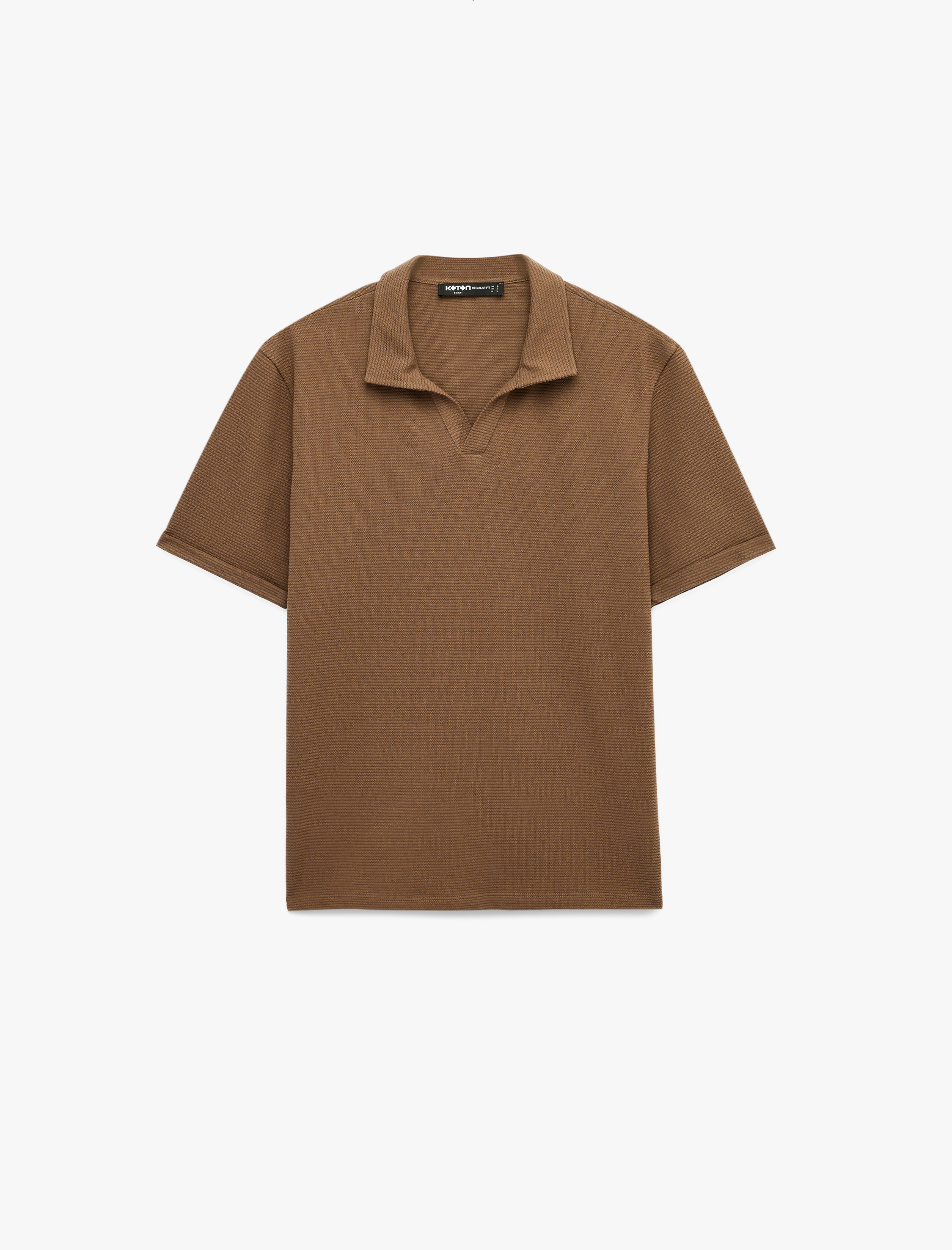   Regular Fit Kısa Kollu Dokulu Basic Polo Yaka Tişört