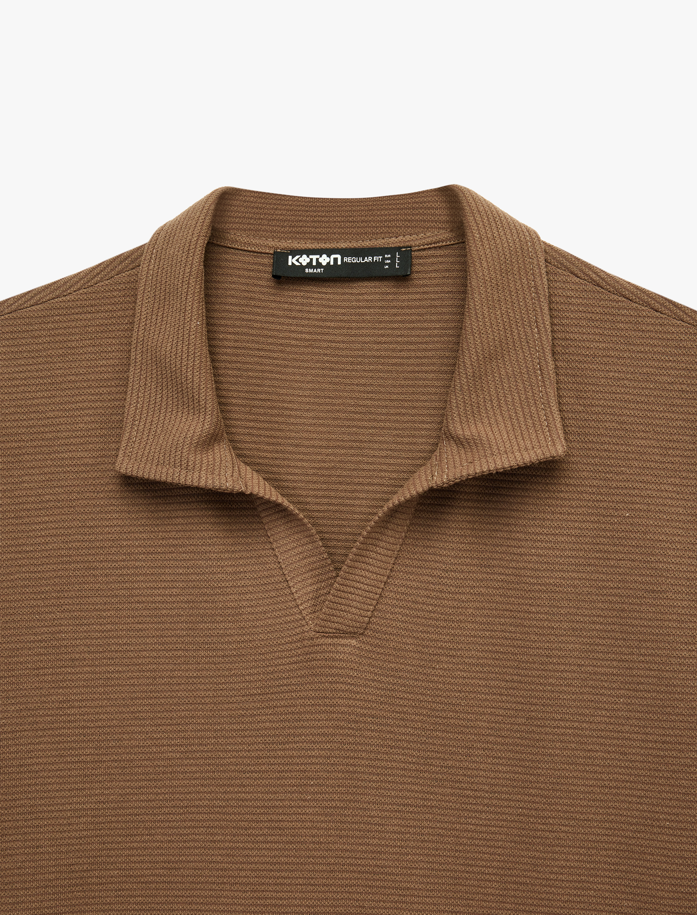   Regular Fit Kısa Kollu Dokulu Basic Polo Yaka Tişört