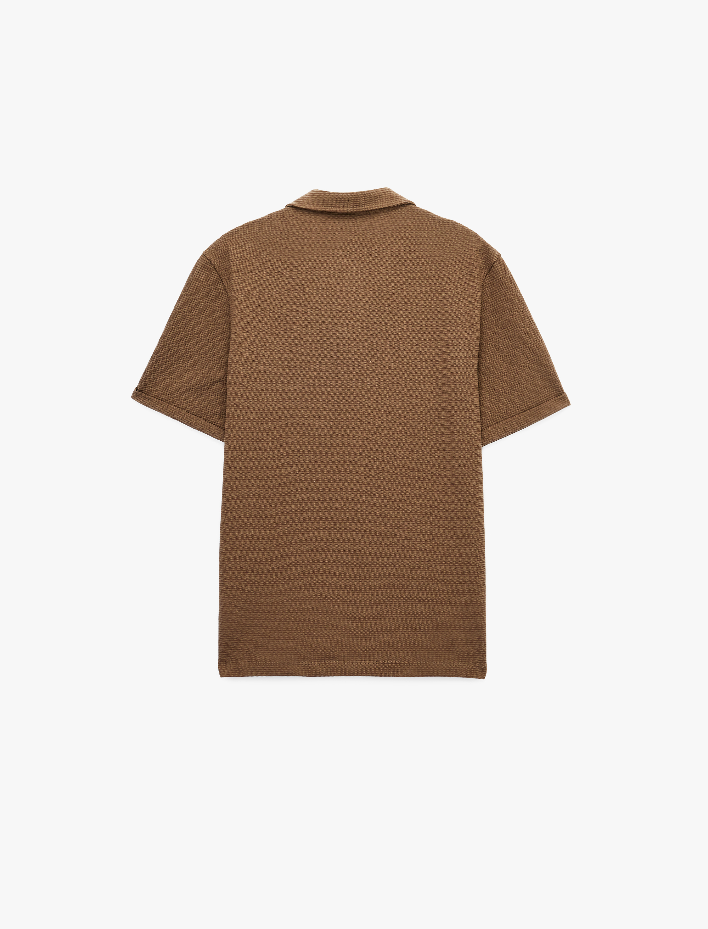   Regular Fit Kısa Kollu Dokulu Basic Polo Yaka Tişört