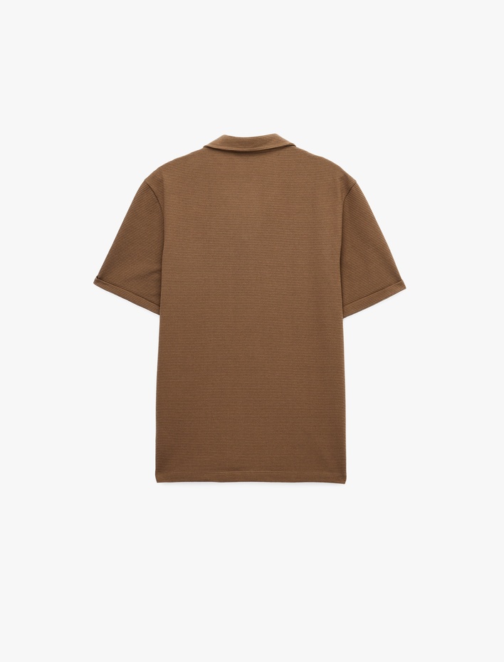  Regular Fit Kısa Kollu Dokulu Basic Polo Yaka Tişört