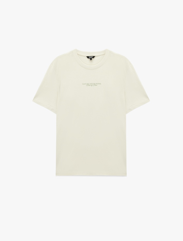  Regular Fit Bisiklet Yaka Kısa Kollu Pamuklu Arkası Baskılı Tişört