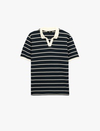 Pamuklu Regular Fit Kısa Kollu Çizgili Polo Yaka Tişört