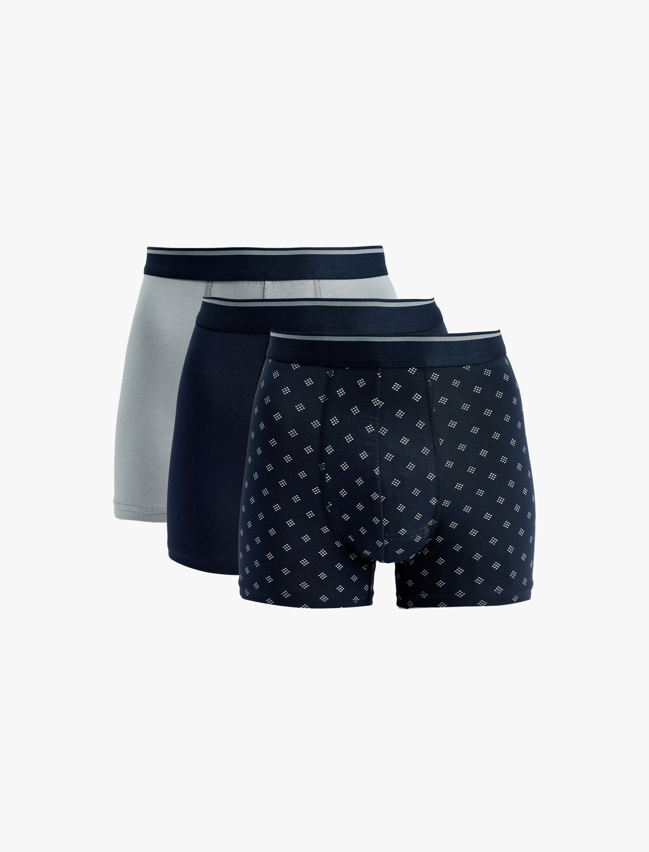   Regular Fit Geometrik Baskılı Pamuklu 3'lü Boxer Seti