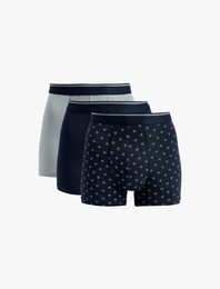 Regular Fit Geometrik Baskılı Pamuklu 3'lü Boxer Seti