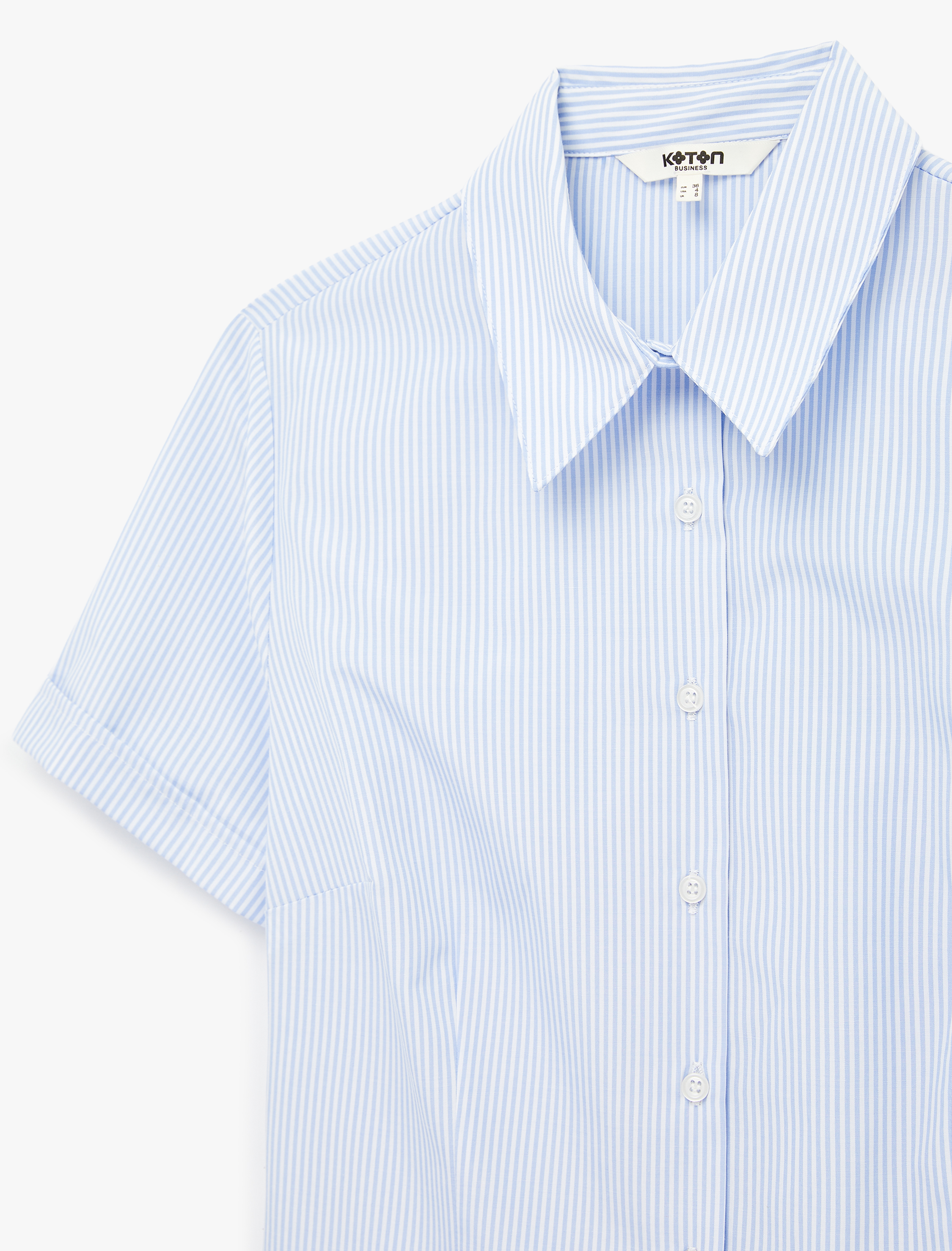   Slim Fit Klasik Yaka Kısa Kollu Çizgili Poplin Gömlek