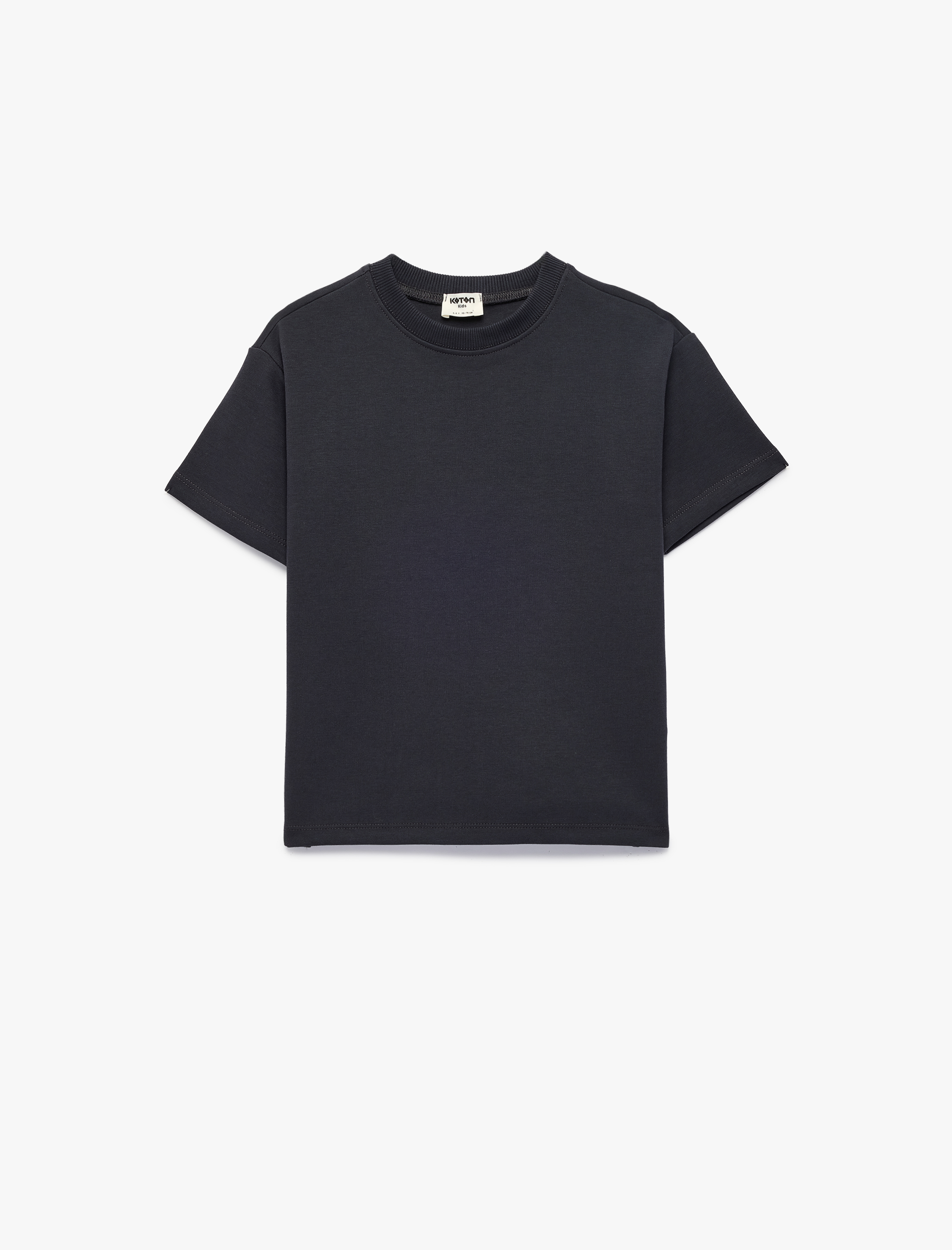  Erkek Çocuk Pamuklu Kısa Kollu Bisiklet Yaka Basic Oversize Tişört