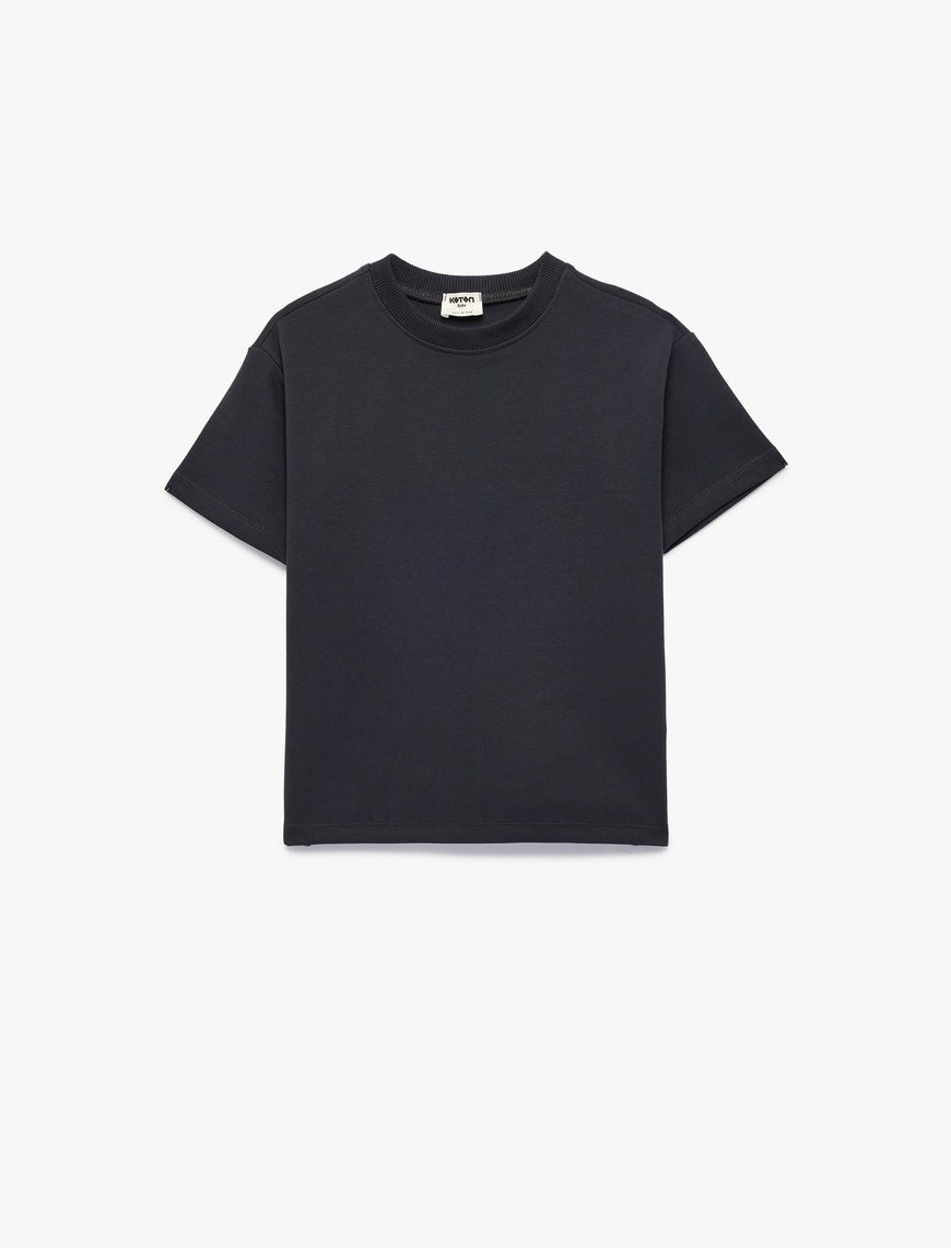 Koton Pamuklu Kısa Kollu Bisiklet Yaka Oversize Basic T-Shirt