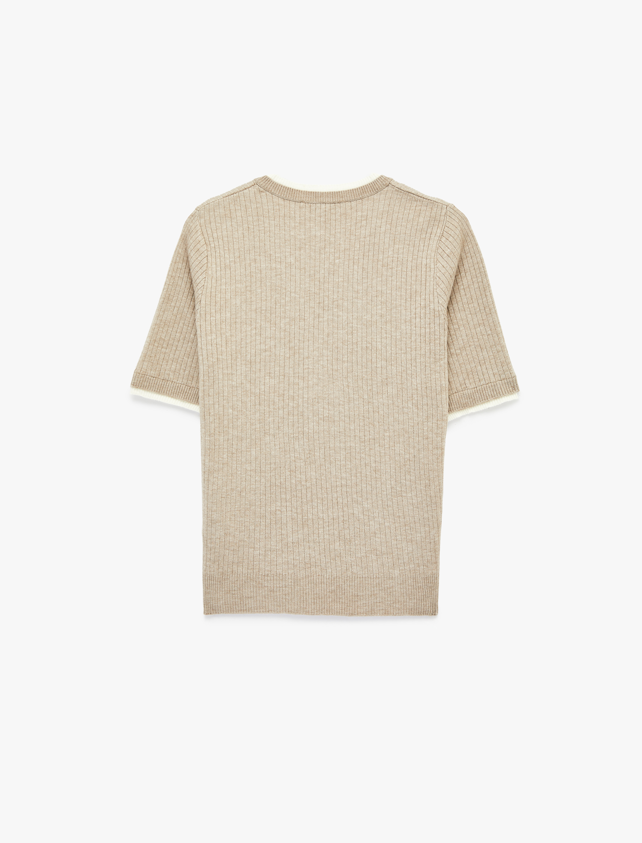   Düğmeli Bisiklet Çift Yaka Kısa Kollu Viskon Triko Kazak