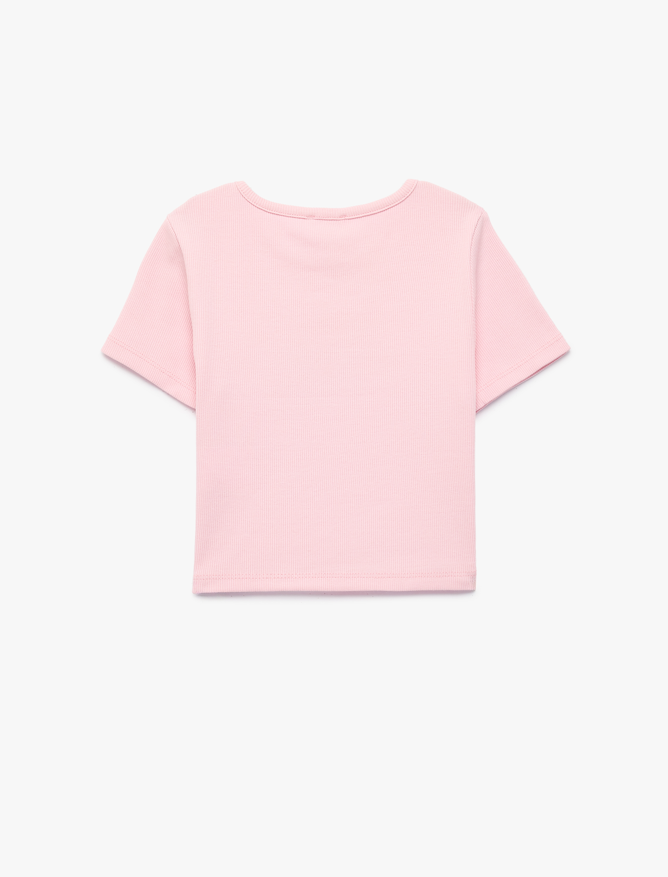  Kız Çocuk Pamuklu Baskılı Kısa Kollu Bisiklet Yaka Crop Tişört