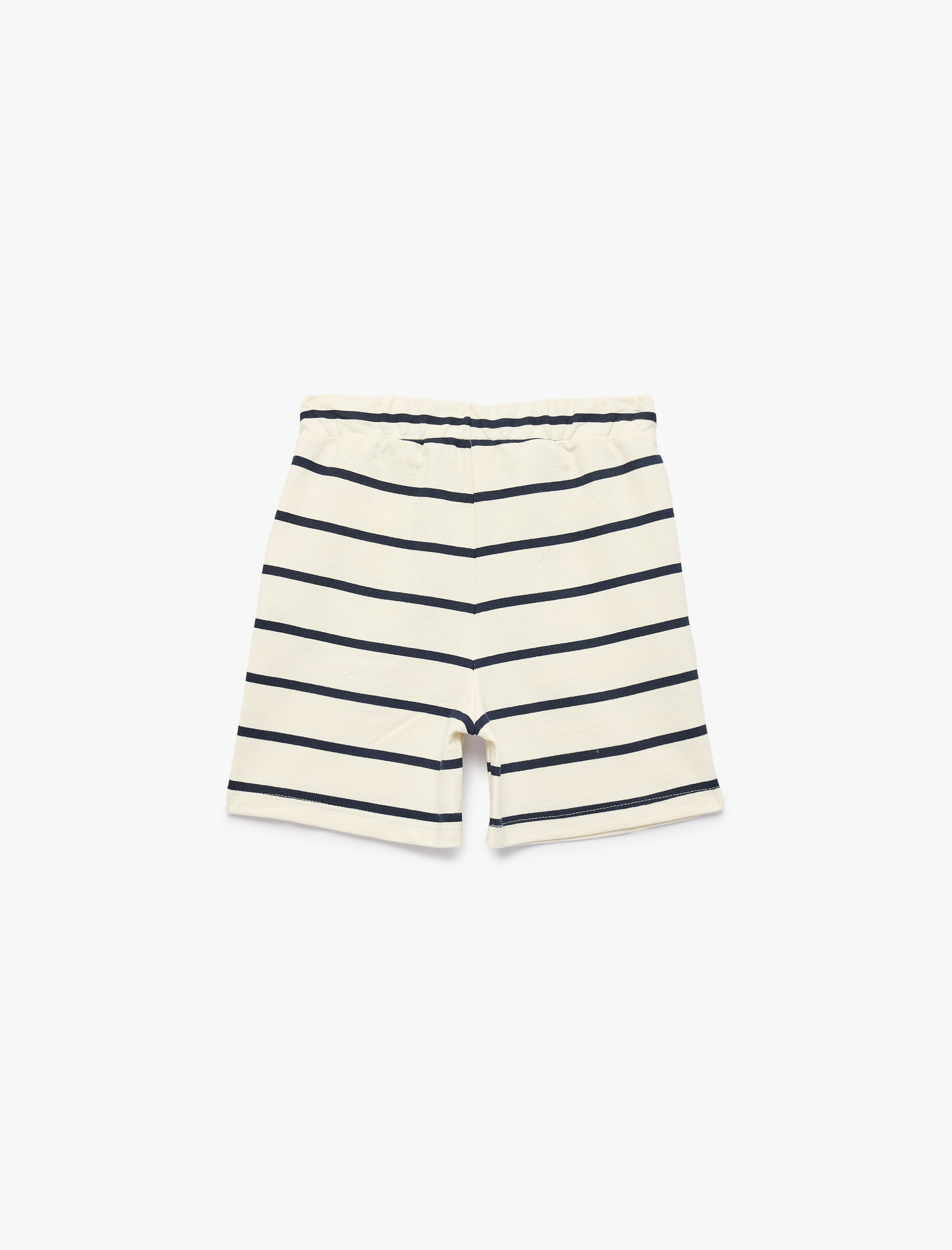  Erkek Bebek Pamuklu Cep Detaylı Beli Bağcıklı Çizgili Şort