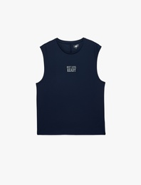 Straight Fit Kolsuz Bisiklet Yaka Baskılı Sporcu Atleti