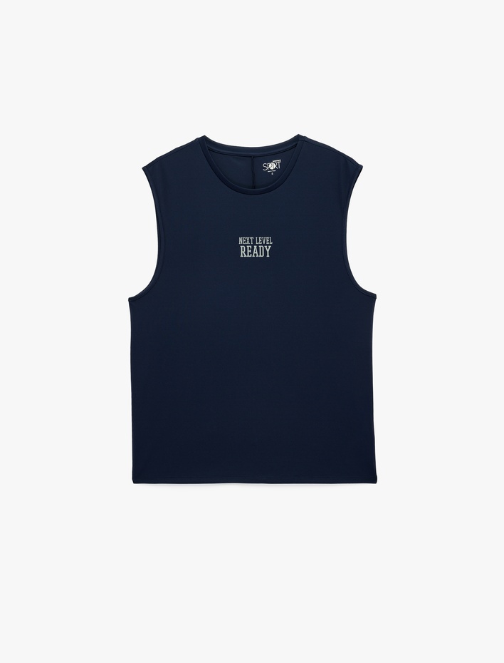  Straight Fit Kolsuz Bisiklet Yaka Baskılı Sporcu Atleti