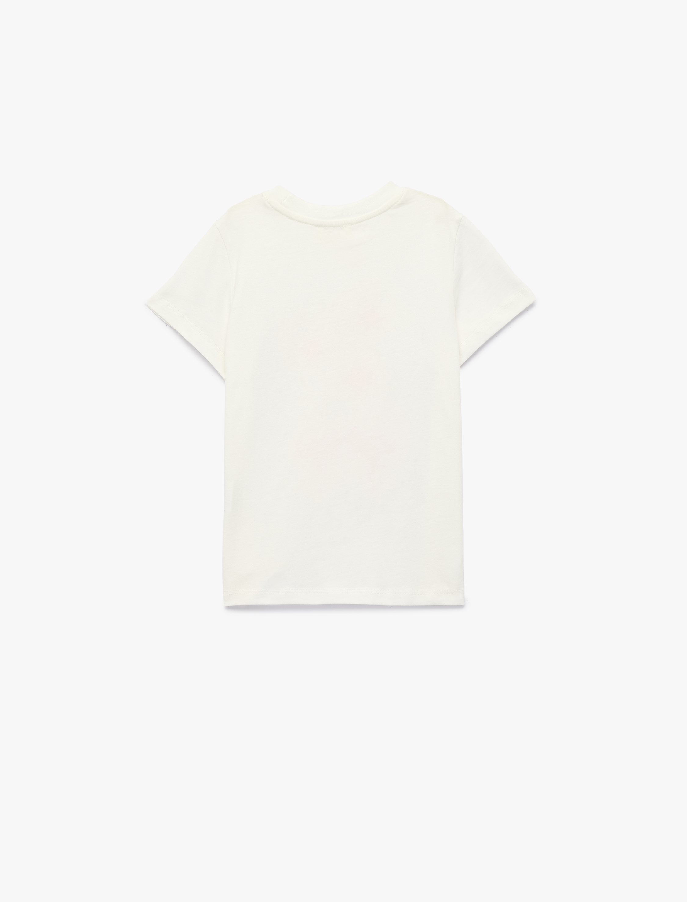  Kız Çocuk Fiyonk Baskılı Taş Detaylı Kısa Kollu Bisiklet Yaka Pamuklu Tişört