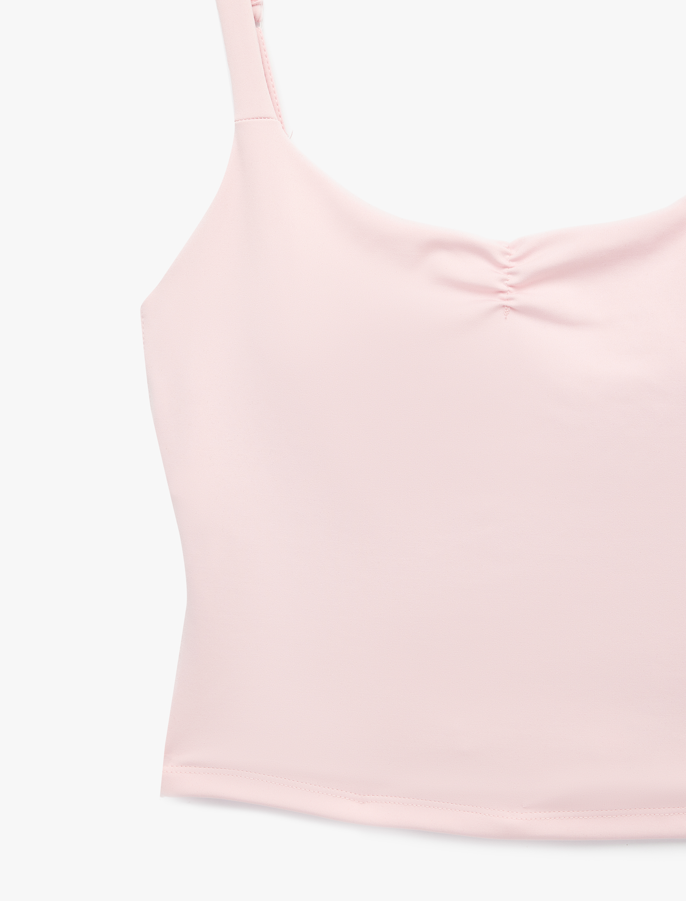   U Yaka Slim Fit Büzgülü Askılı Sporcu Atleti