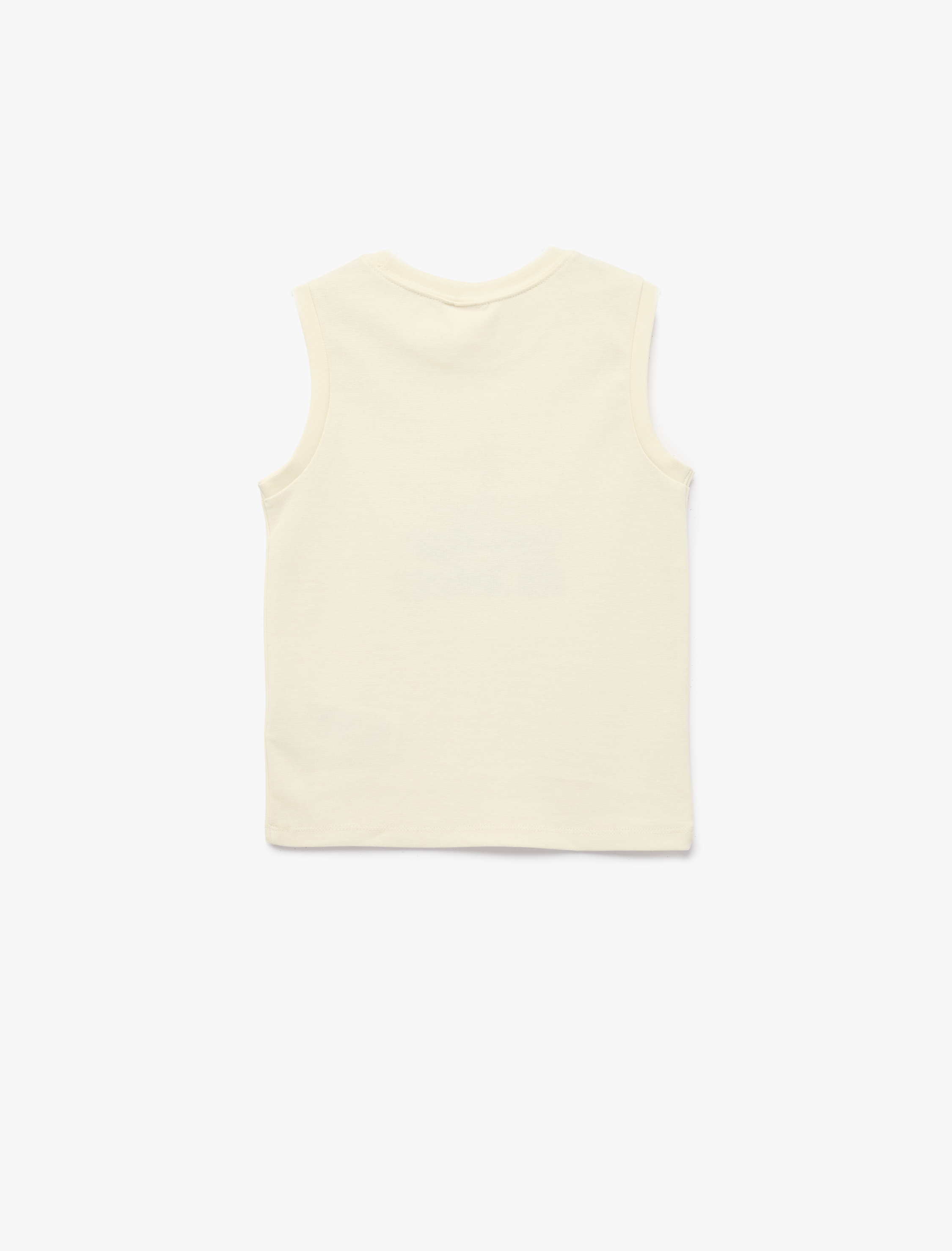  Erkek Bebek Bisiklet Yaka Kolsuz Nakış Detaylı Pamuklu Atlet