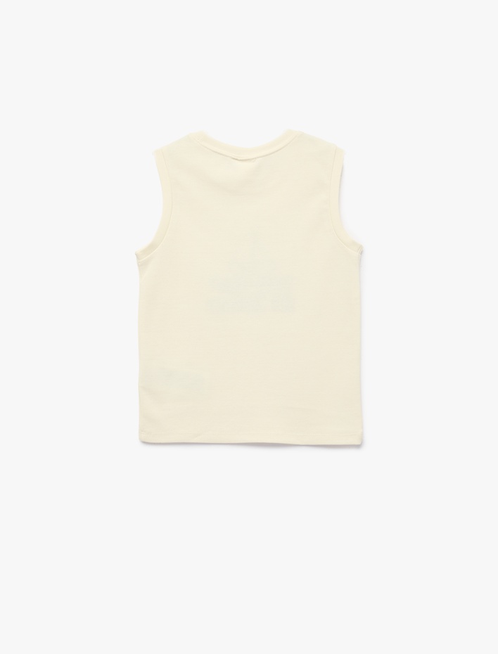 Erkek Bebek Bisiklet Yaka Kolsuz Nakış Detaylı Pamuklu Atlet