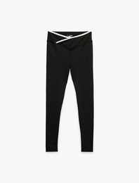 Kemer Detaylı Slim Fit Yüksek Bel Spor Tayt