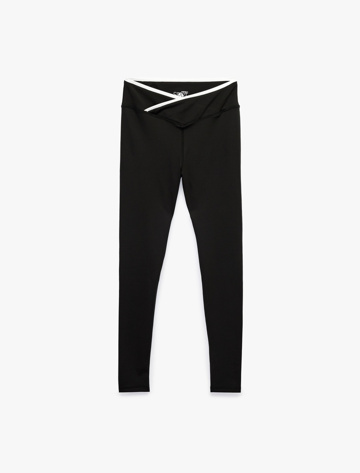  Kemer Detaylı Slim Fit Yüksek Bel Spor Tayt