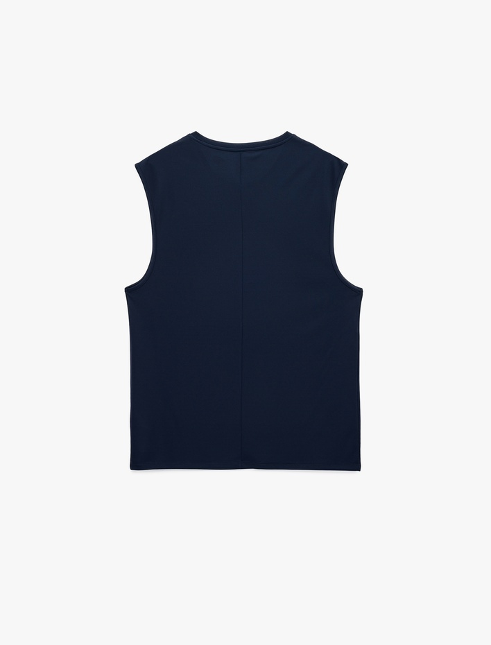  Straight Fit Kolsuz Bisiklet Yaka Baskılı Sporcu Atleti