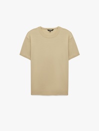 Kısa Kollu Bisiklet Yaka Pamuklu Slim Fit Tişört