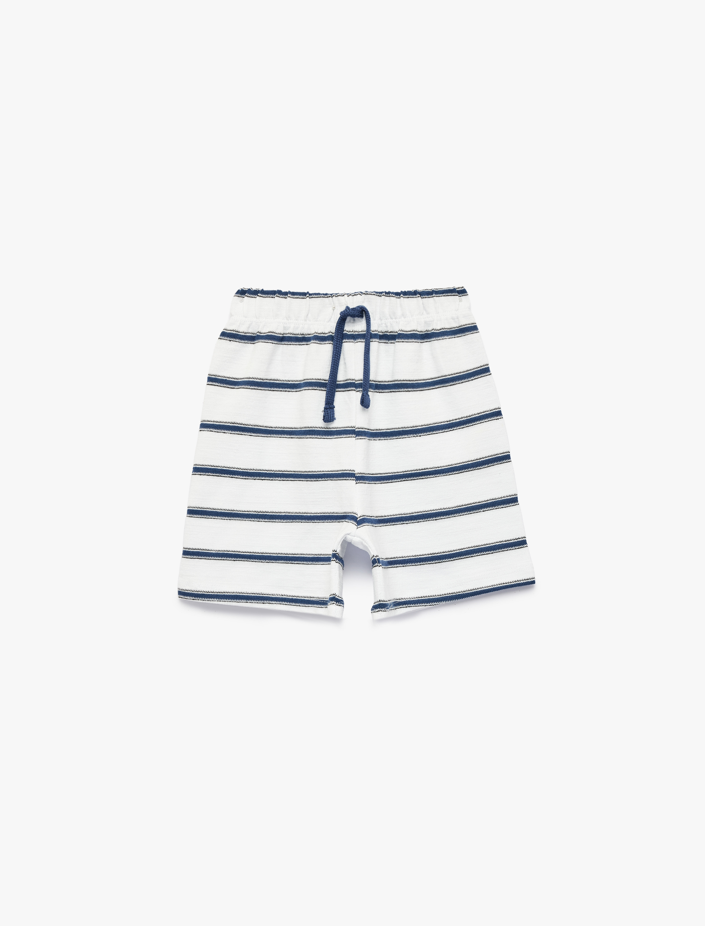  Erkek Bebek Pamuklu Beli Bağcıklı Çizgili Havlu Şort