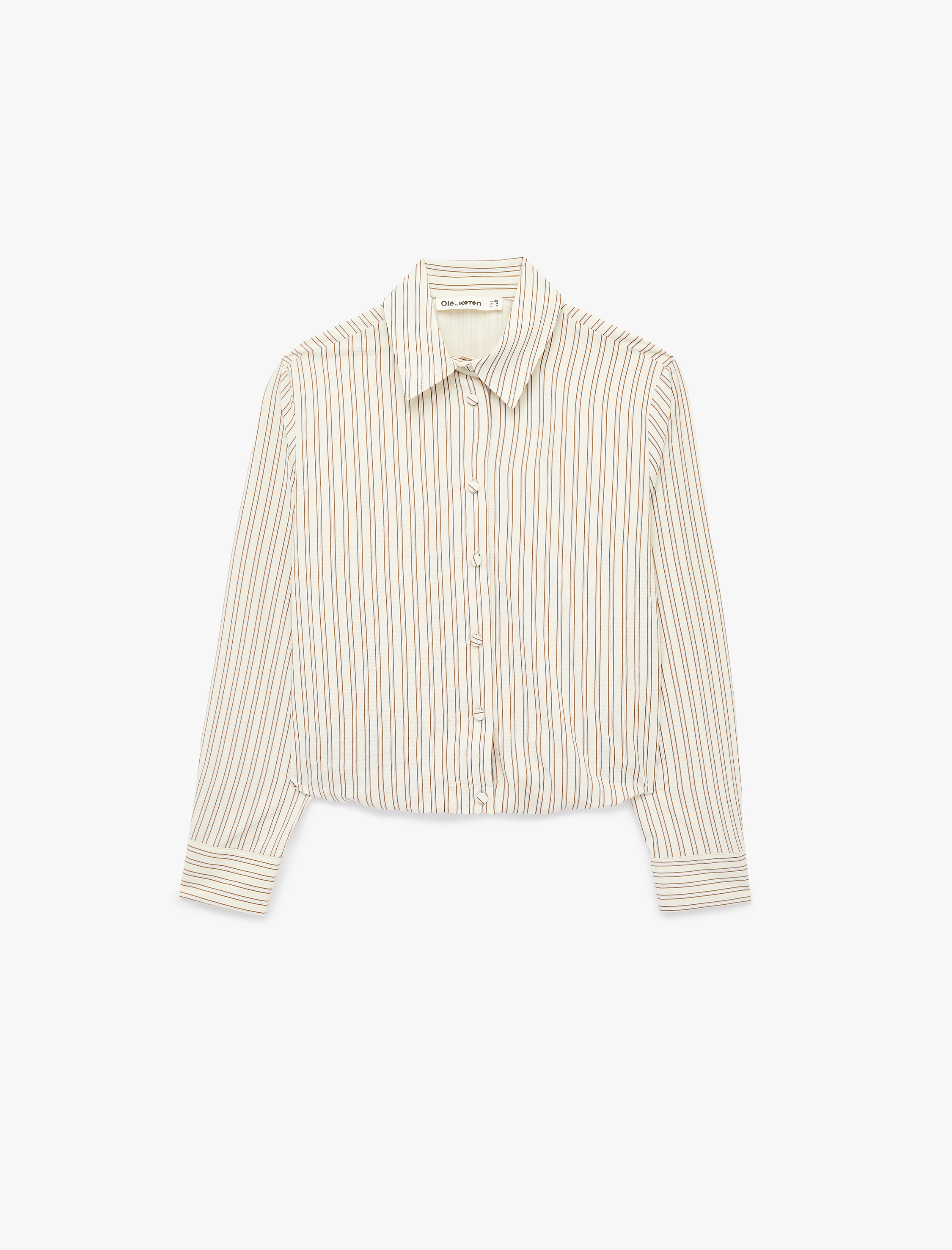   Uzun Kollu Düğmeli Çizgili Gömlek