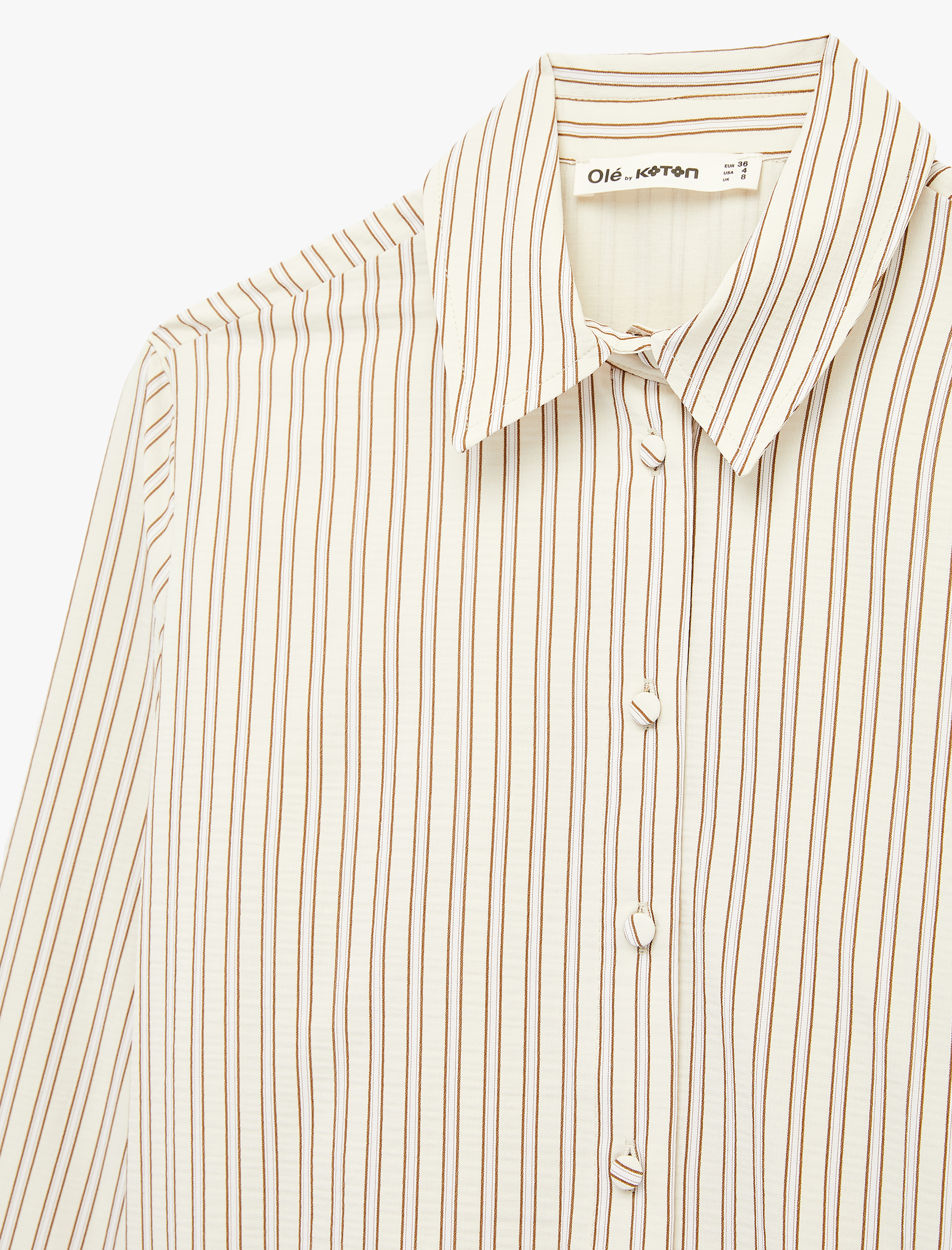   Uzun Kollu Düğmeli Çizgili Gömlek