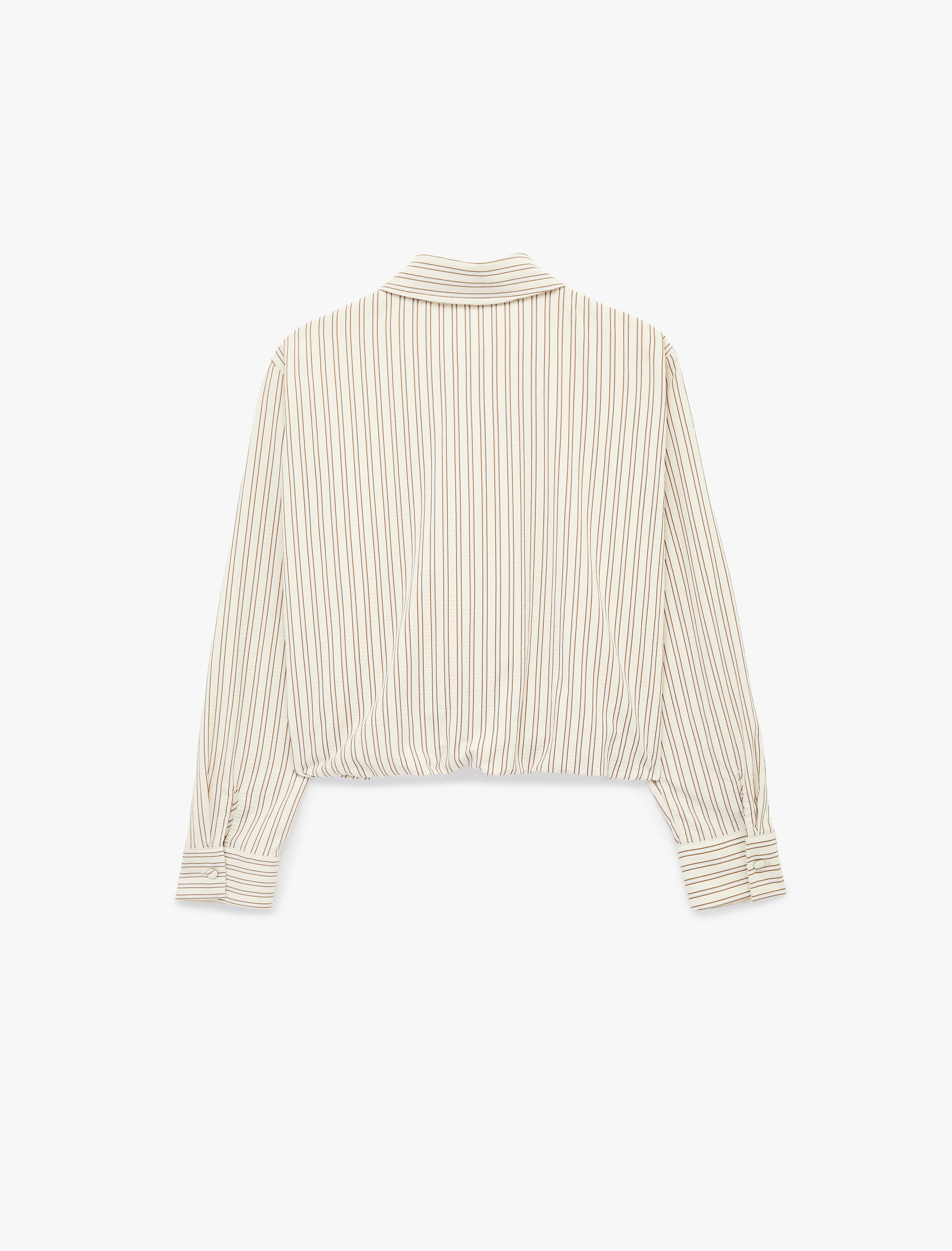   Uzun Kollu Düğmeli Çizgili Gömlek