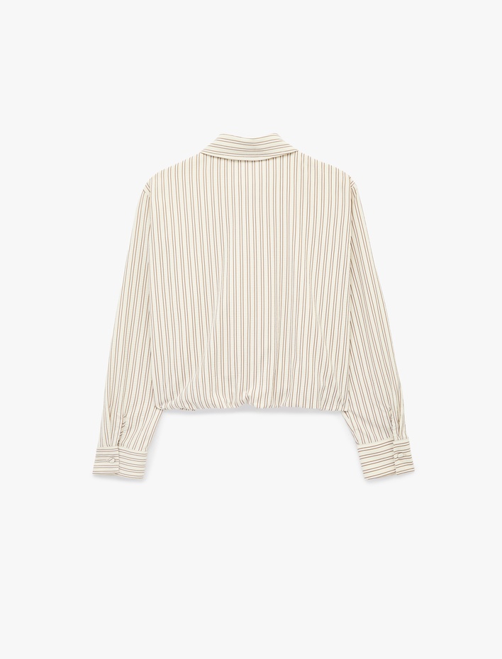  Uzun Kollu Düğmeli Çizgili Gömlek