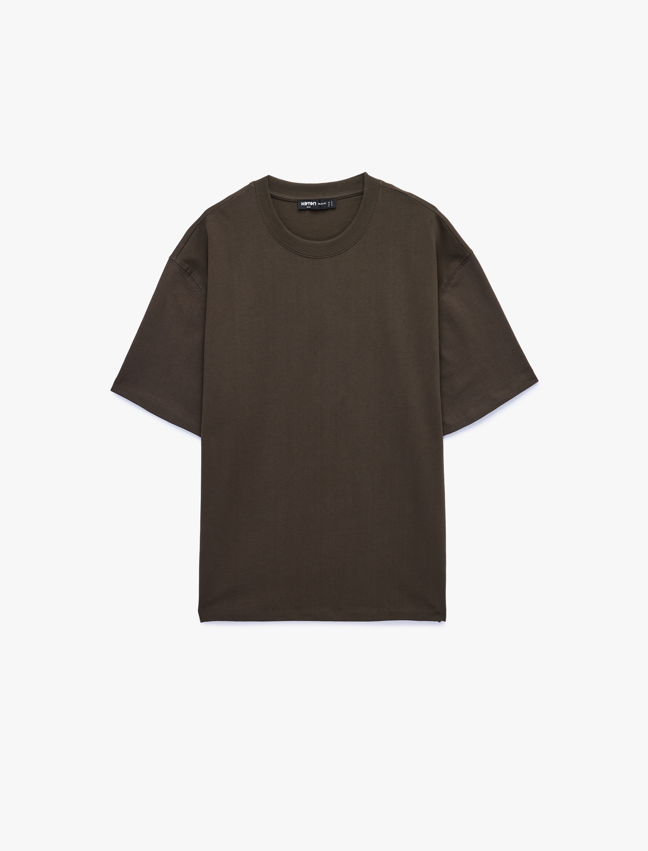   Kısa Kollu Pamuklu Bisiklet Yaka Oversize Basic Tişört