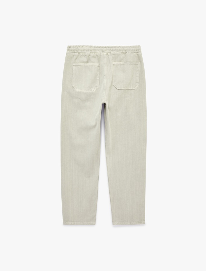  Pamuklu Cepli Beli Bağcıklı Oversize Jogger Jean Pantolon