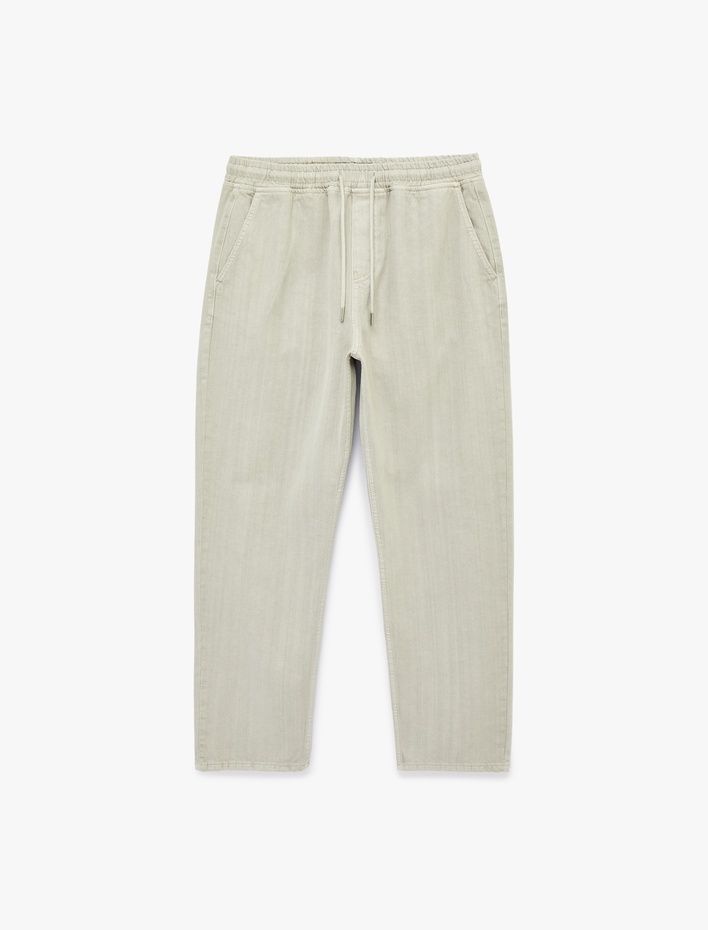  Pamuklu Cepli Beli Bağcıklı Oversize Jogger Jean Pantolon