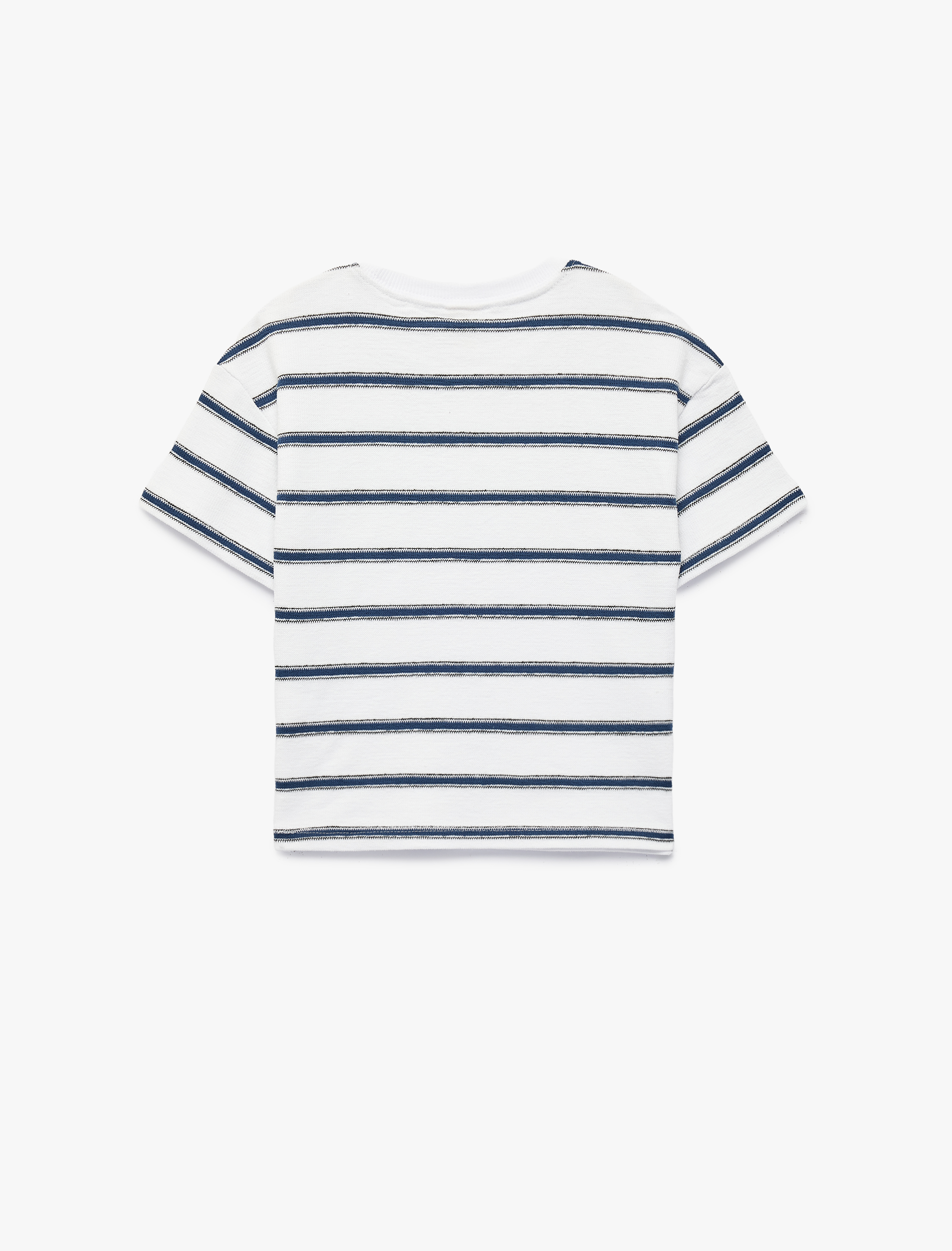  Erkek Bebek Pamuklu Kısa Kollu Bisiklet Yaka Çizgili Tişört