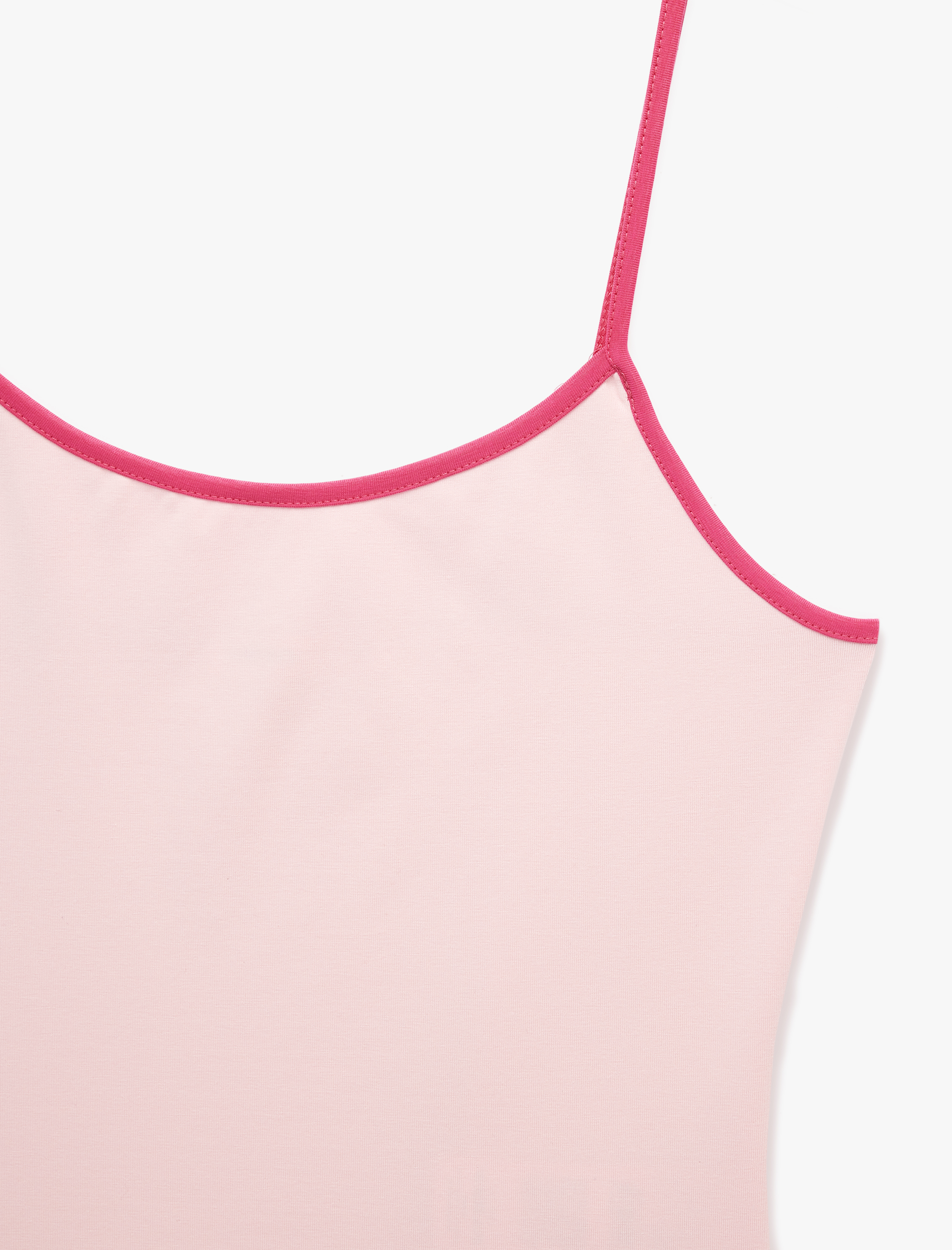   Pamuklu Renk Kontrastlı Slim Fit U Yaka Askılı Bluz