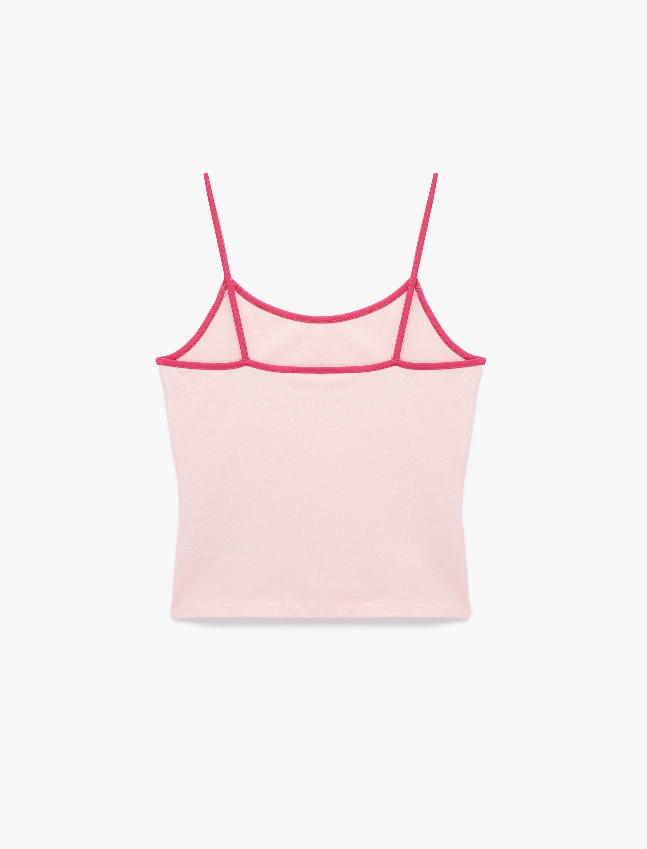   Pamuklu Renk Kontrastlı Slim Fit U Yaka Askılı Bluz