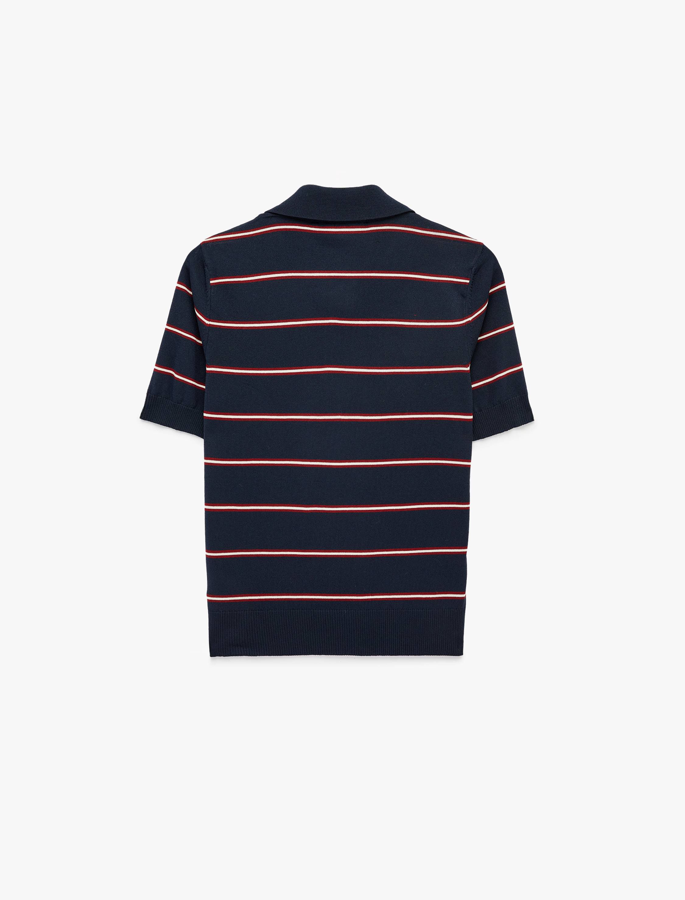   Kısa Kollu Polo Yaka Çizgili Triko Tişört