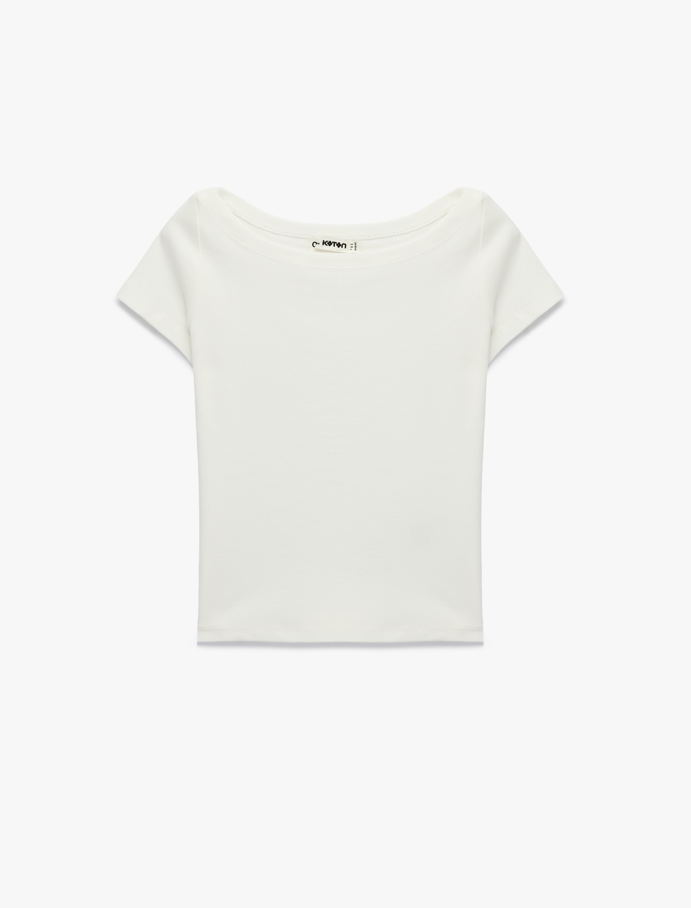   Pamuklu Kısa Kollu Kayık Yaka Slim Fit Tişört