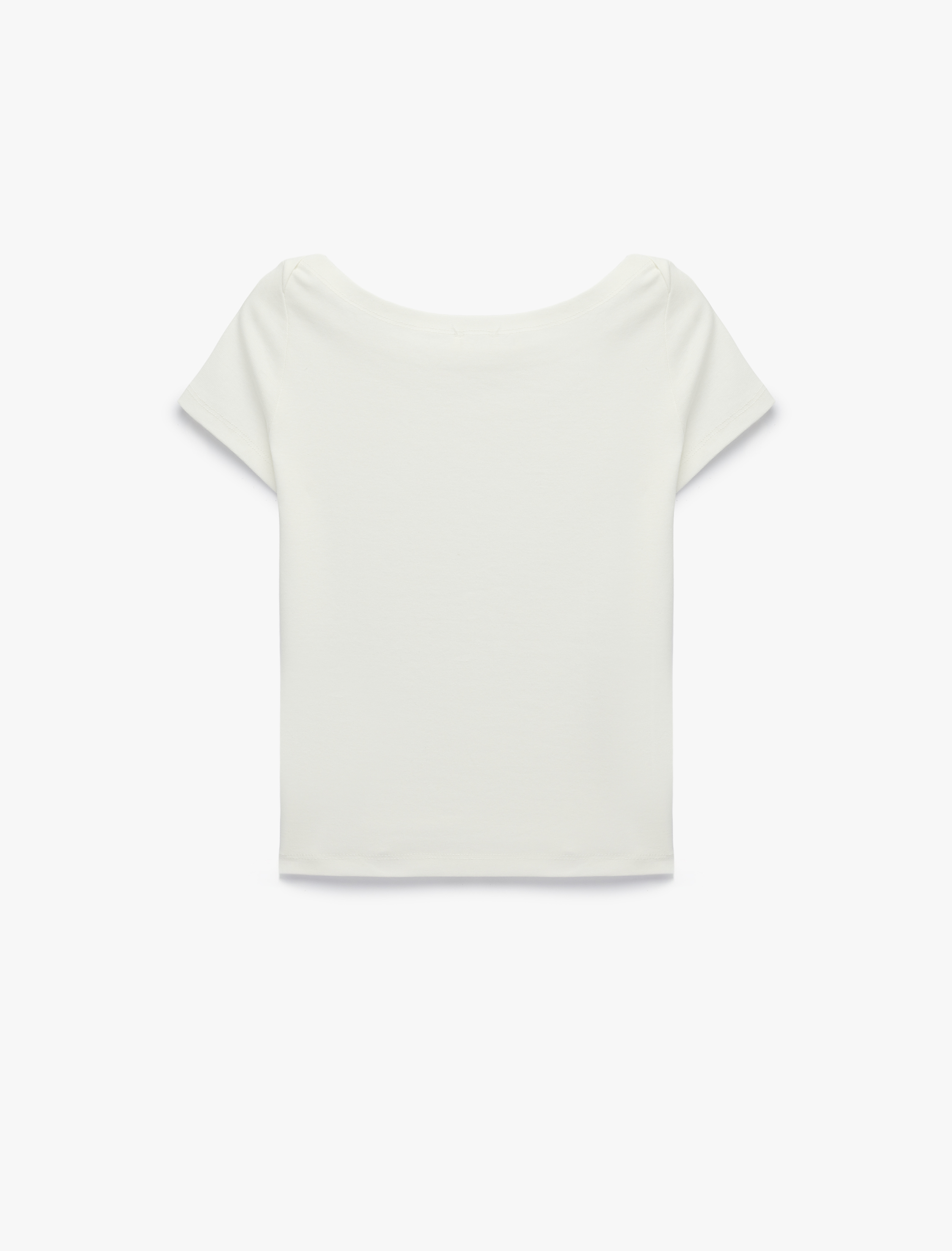   Pamuklu Kısa Kollu Kayık Yaka Slim Fit Tişört