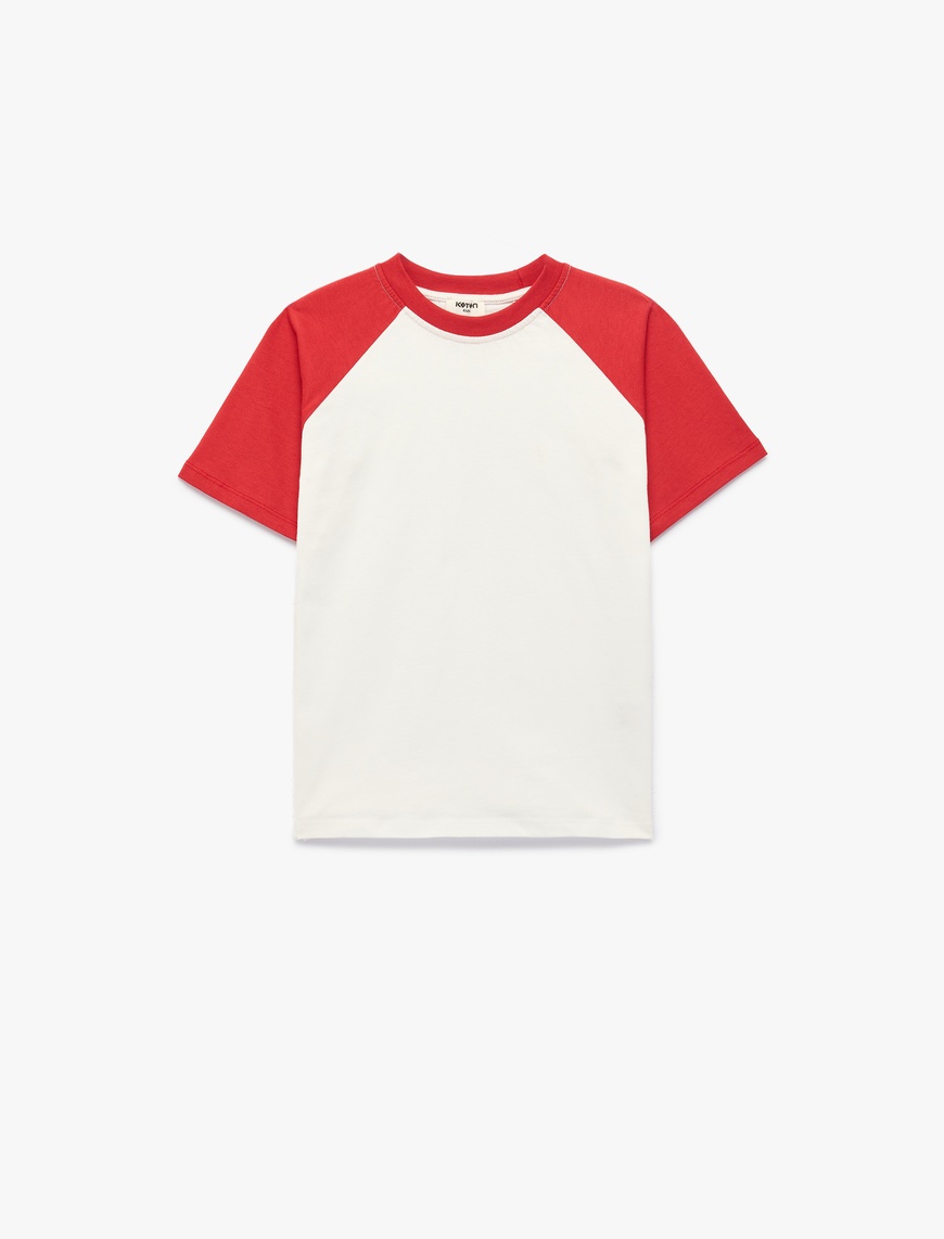 Koton Pamuklu Kısa Kollu Reglan Kol Bisiklet Yaka T-Shirt